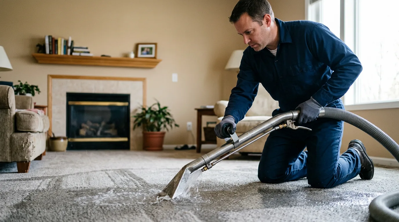 Water damage restoration technician working near Springwater, NY